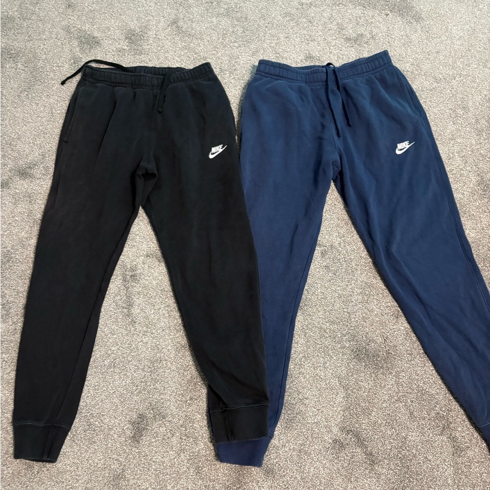 Nike Black and Blue Sweatpants with Tapered Leg Design